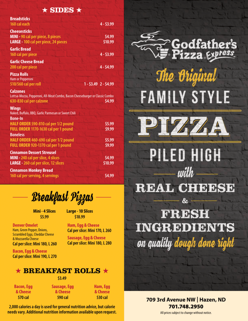 The Hub Convenience Stores Godfather's Pizza Hazen